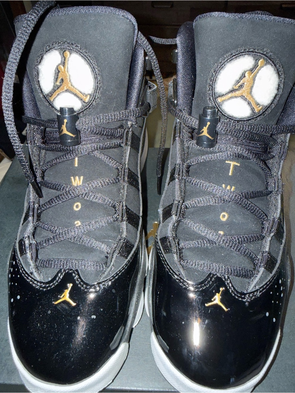 Nike Black and Gold Jumpman Basketball Sneakers 5Y/ 7W